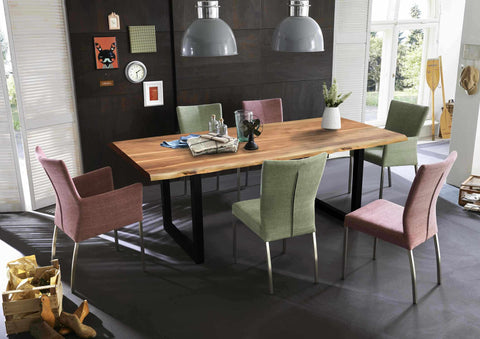 TPFLiving Platte Sydney Akazie, Gestell Stahl Platte natur antikfinish, Gestell antiksilbern lackiert TPFLiving Platte Sydney Akazie, Gestell Stahl Platte natur antikfinish, Gestell antiksilbern lackiert