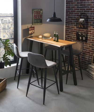 TPFLiving Stehtisch Geelong, 124,5 x 51 cm Platte Akazie, Gestell Stahl Platte natur, Gestell antikschwarz TPFLiving Stehtisch Geelong, 124,5 x 51 cm Platte Akazie, Gestell Stahl Platte natur, Gestell antikschwarz