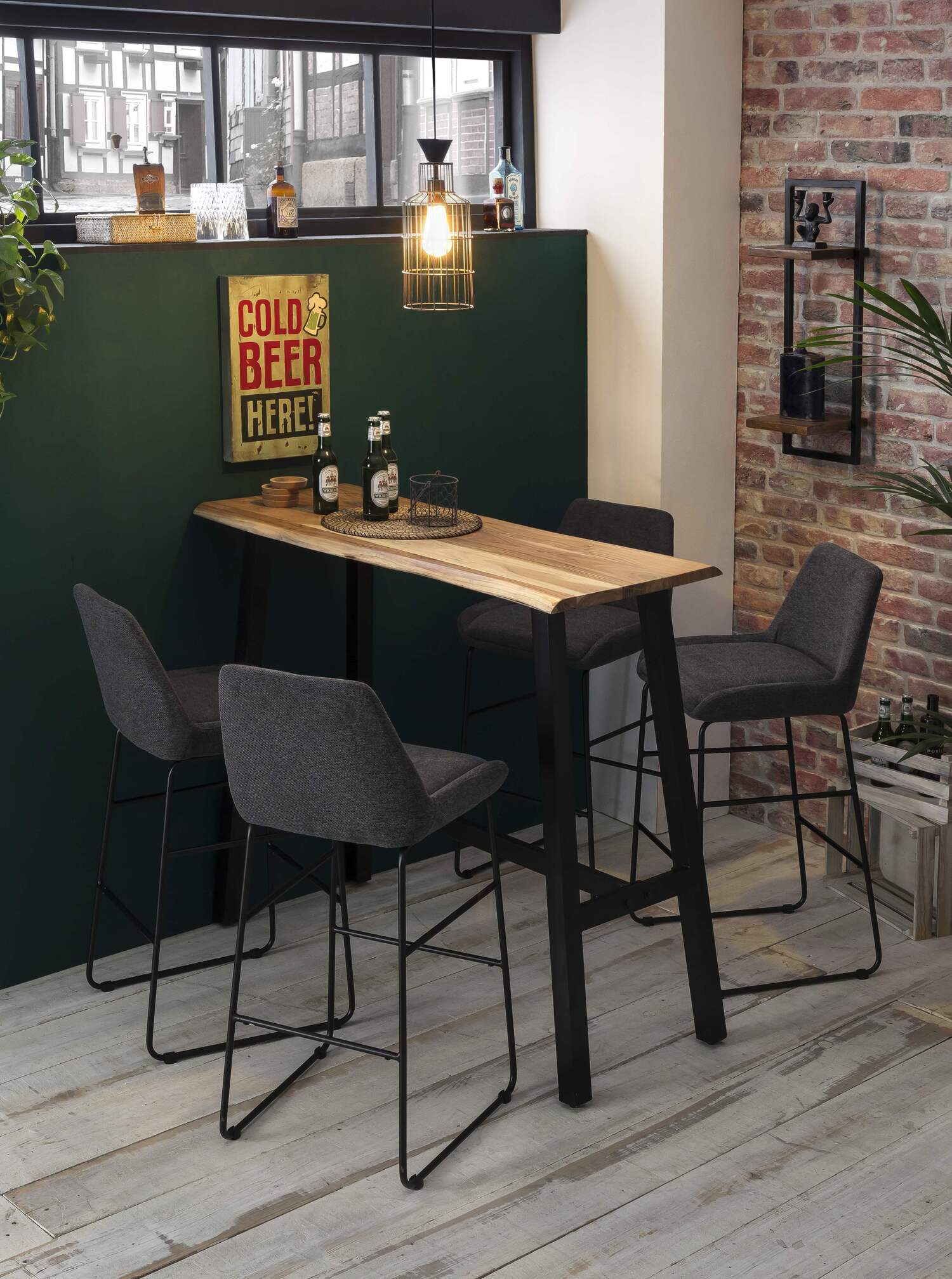 TPFLiving Stehtisch Geelong, 124,5 x 51 cm Platte Akazie, Gestell Stahl Platte natur, Gestell antikschwarz TPFLiving Stehtisch Geelong, 124,5 x 51 cm Platte Akazie, Gestell Stahl Platte natur, Gestell antikschwarz