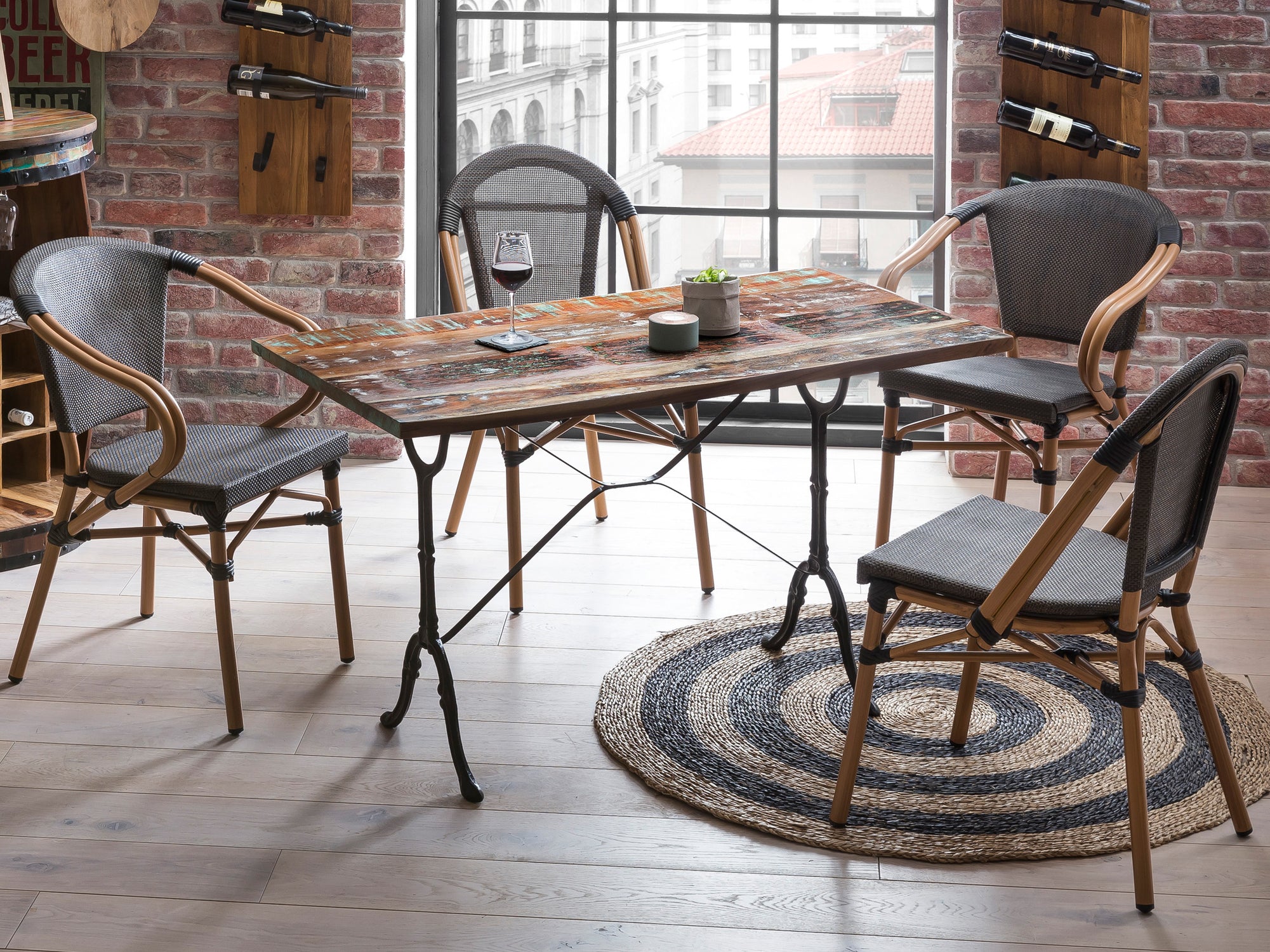 TPFLiving Tisch 120x65 cm Platte Altholz, Gestell Gusseisen Platte bunt lackiert, Gestell schwarz TPFLiving Tisch 120x65 cm Platte Altholz, Gestell Gusseisen Platte bunt lackiert, Gestell schwarz