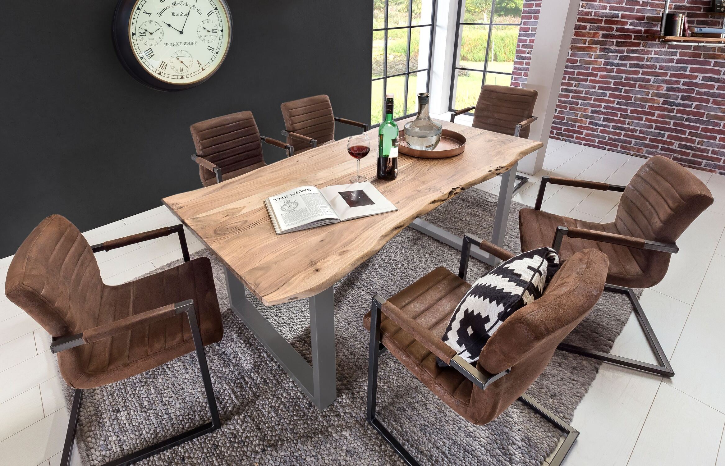 TPFLiving Platte Melbourne Akazie, Gestell Stahl Platte natur antikfinish lackiert, Gestell antiksilbern lackiert TPFLiving Platte Melbourne Akazie, Gestell Stahl Platte natur antikfinish lackiert, Gestell antiksilbern lackiert