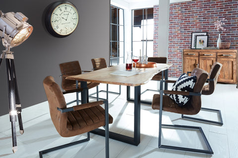 TPFLiving Tisch 200 x 100 cm Platte Akazie, Gestell Stahl Platte natur, Gestell silber lackiert TPFLiving Tisch 200 x 100 cm Platte Akazie, Gestell Stahl Platte natur, Gestell silber lackiert