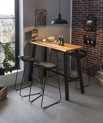 TPFLiving Stehtisch Geelong, 124,5 x 51 cm Platte Akazie, Gestell Stahl Platte natur, Gestell antikschwarz TPFLiving Stehtisch Geelong, 124,5 x 51 cm Platte Akazie, Gestell Stahl Platte natur, Gestell antikschwarz