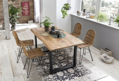 TPFLiving Tisch Mackay 160x85 cm, Mango natur sägerau, Gestell schwarz Platte Mango sägerau, Gestell Stahl Platte natur, Gestell schwarz lackiert TPFLiving Tisch Mackay 160x85 cm, Mango natur sägerau, Gestell schwarz Platte Mango sägerau, Gestell Stahl Platte natur, Gestell schwarz lackiert