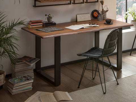 TPFLiving Tisch Broome 200 x 100 cm Platte Akazie, Gestell Stahl Platte nussbaumfarbig, Gestell schwarz lackiert TPFLiving Tisch Broome 200 x 100 cm Platte Akazie, Gestell Stahl Platte nussbaumfarbig, Gestell schwarz lackiert