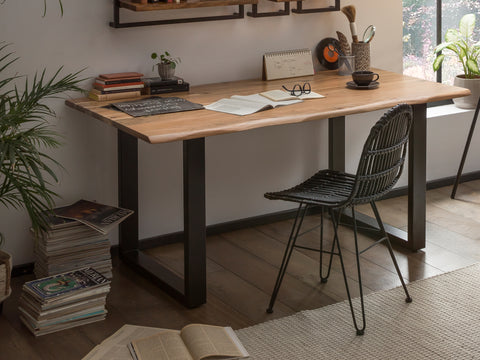 TPFLiving Platte Melbourne Akazie, Gestell Stahl Platte natur antikfinish lackiert, Gestell antiksilbern lackiert TPFLiving Platte Melbourne Akazie, Gestell Stahl Platte natur antikfinish lackiert, Gestell antiksilbern lackiert