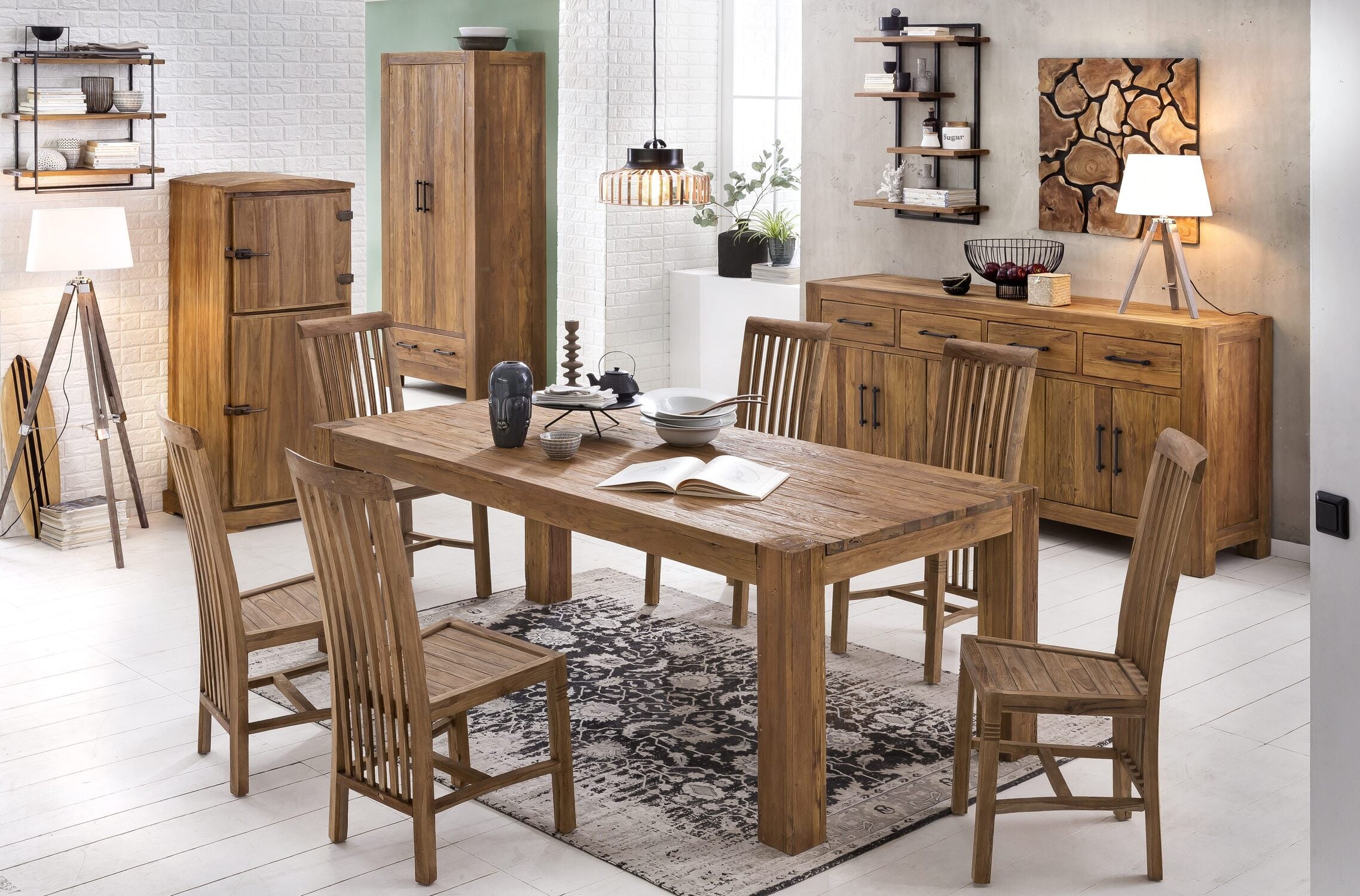 TPFLiving Garderobenschrank recyceltes Teak natur TPFLiving Garderobenschrank recyceltes Teak natur