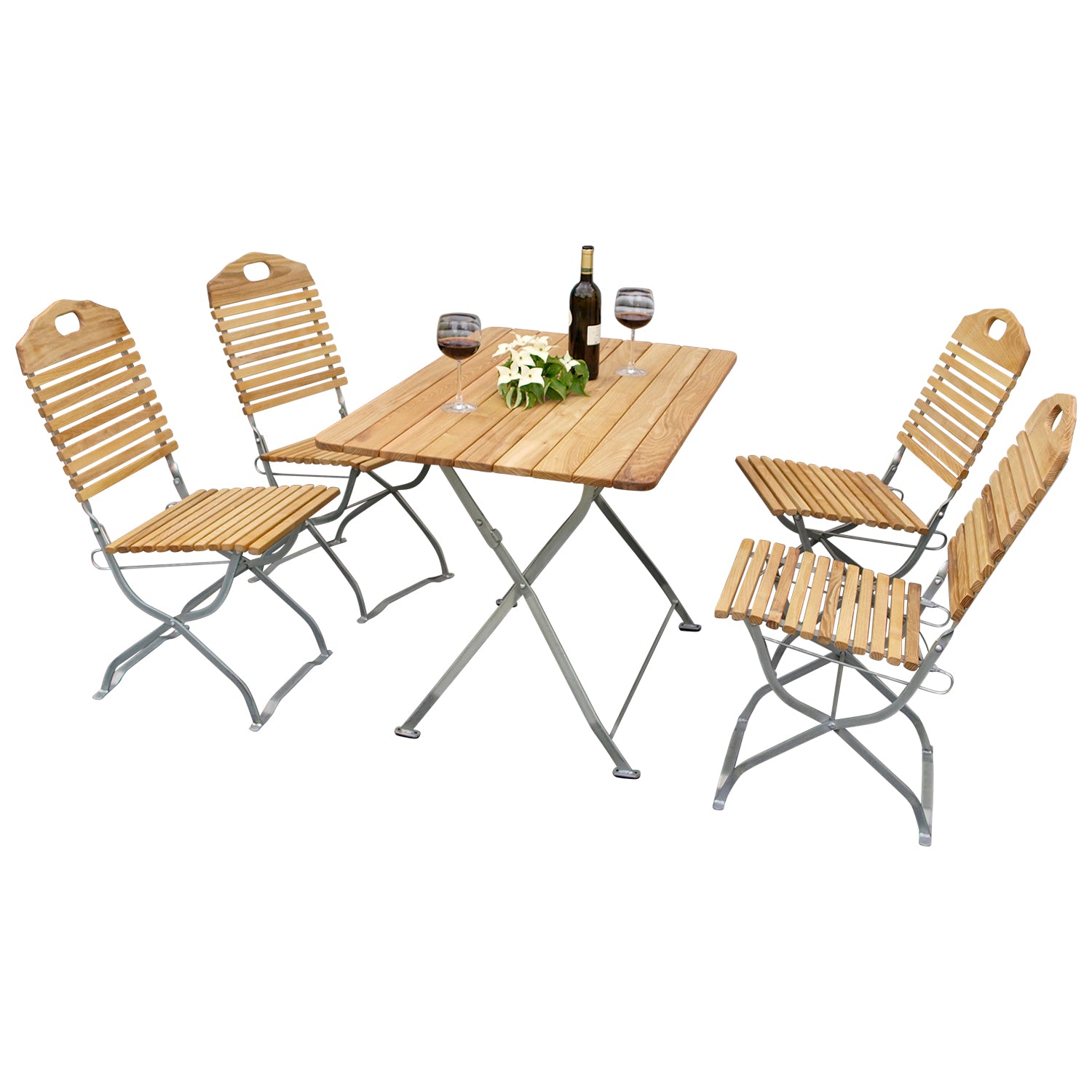 TPFGarden® Kurgarten Klappgarnitur BAD BELZIG 5-teilig aus Robinienholz, Stahlgestell Verzinkt TPFGarden® Kurgarten Klappgarnitur BAD BELZIG 5-teilig aus Robinienholz, Stahlgestell Verzinkt