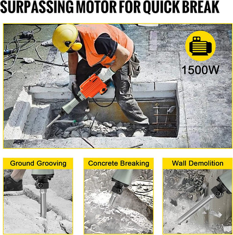 VEVOR Elektro-Abbruchhammer Hochleistungs Betonbrecher verschiedene Leistungen VEVOR Elektro-Abbruchhammer Hochleistungs Betonbrecher verschiedene Leistungen