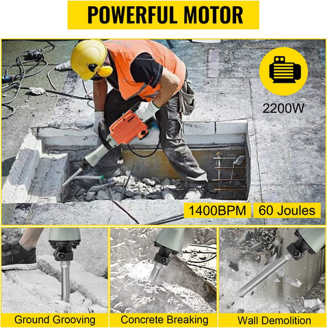 VEVOR Elektro-Abbruchhammer Hochleistungs Betonbrecher verschiedene Leistungen VEVOR Elektro-Abbruchhammer Hochleistungs Betonbrecher verschiedene Leistungen