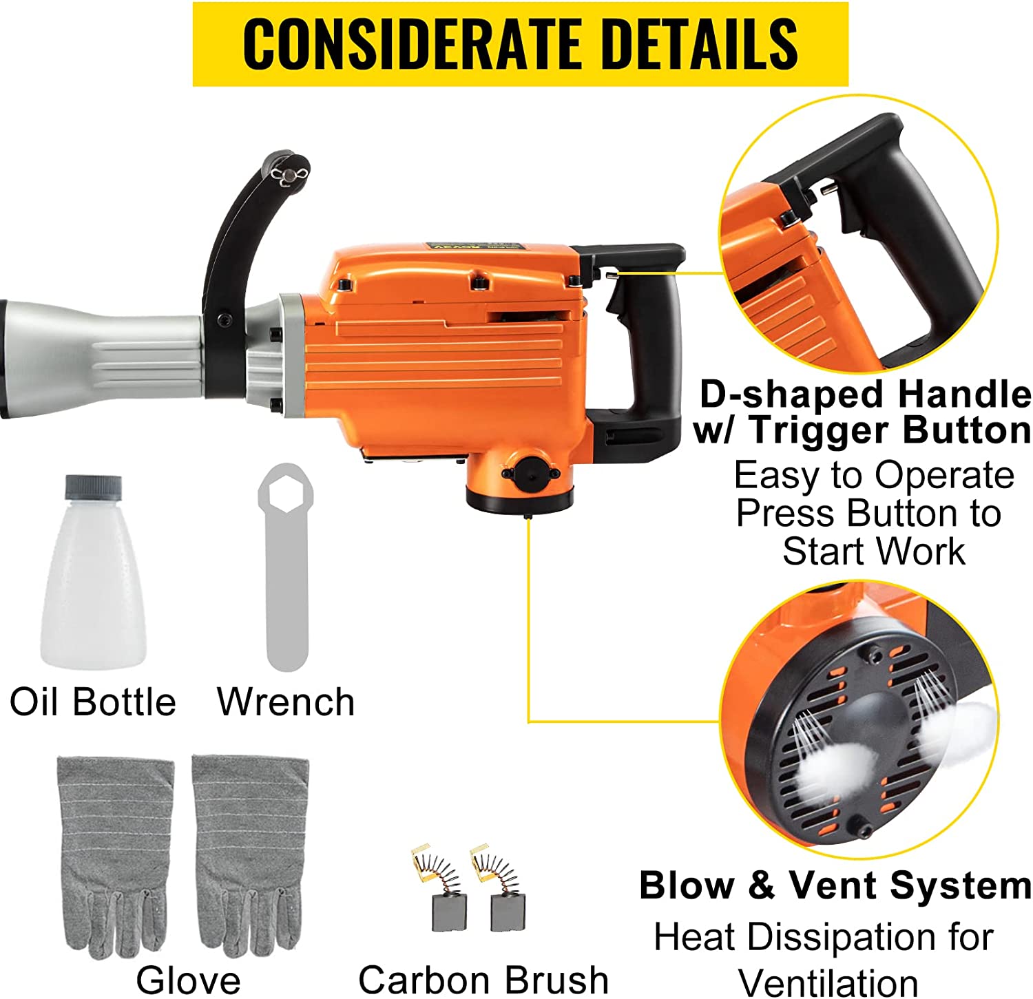 VEVOR Elektro-Abbruchhammer Hochleistungs Betonbrecher verschiedene Leistungen VEVOR Elektro-Abbruchhammer Hochleistungs Betonbrecher verschiedene Leistungen