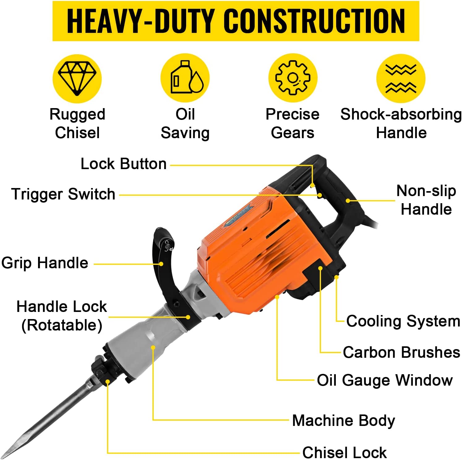 VEVOR Elektro-Abbruchhammer Hochleistungs Betonbrecher verschiedene Leistungen VEVOR Elektro-Abbruchhammer Hochleistungs Betonbrecher verschiedene Leistungen
