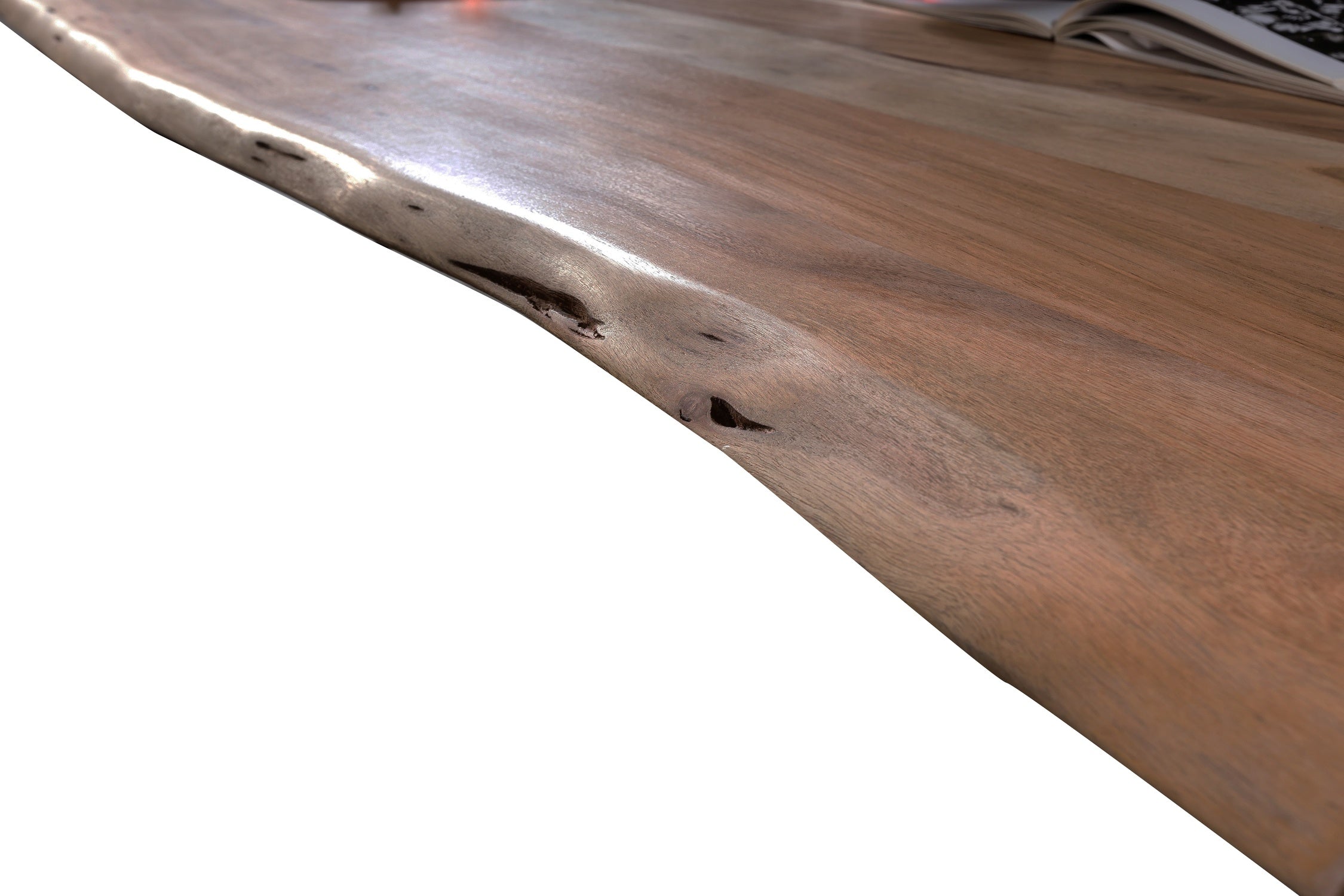 TPFLiving Tisch Broome 200 x 100 cm Platte Akazie, Gestell Stahl Platte nussbaumfarbig, Gestell schwarz lackiert