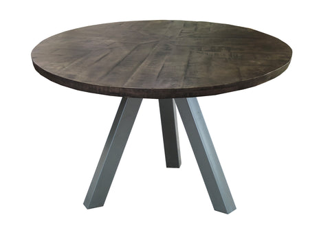 TPFLiving Tisch Ballarat 120x120 cm Platte Mango, Beine Metall Platte natur, Beine Gun Metal-grau