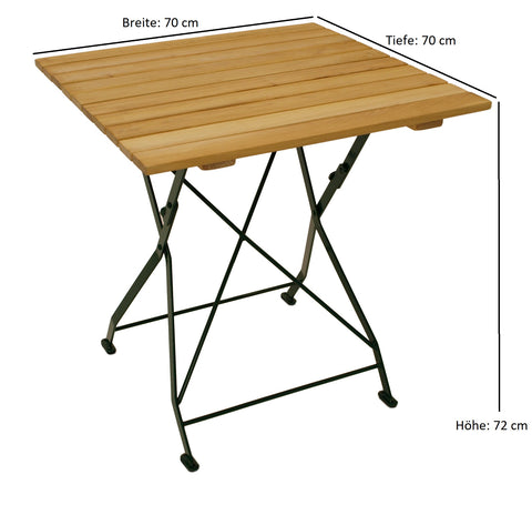 TPFGarden® Klapptisch BAD BELZIG aus Robinienholz 70x70 cm, Stahlgestell Grün TPFGarden® Klapptisch BAD BELZIG aus Robinienholz 70x70 cm, Stahlgestell Grün