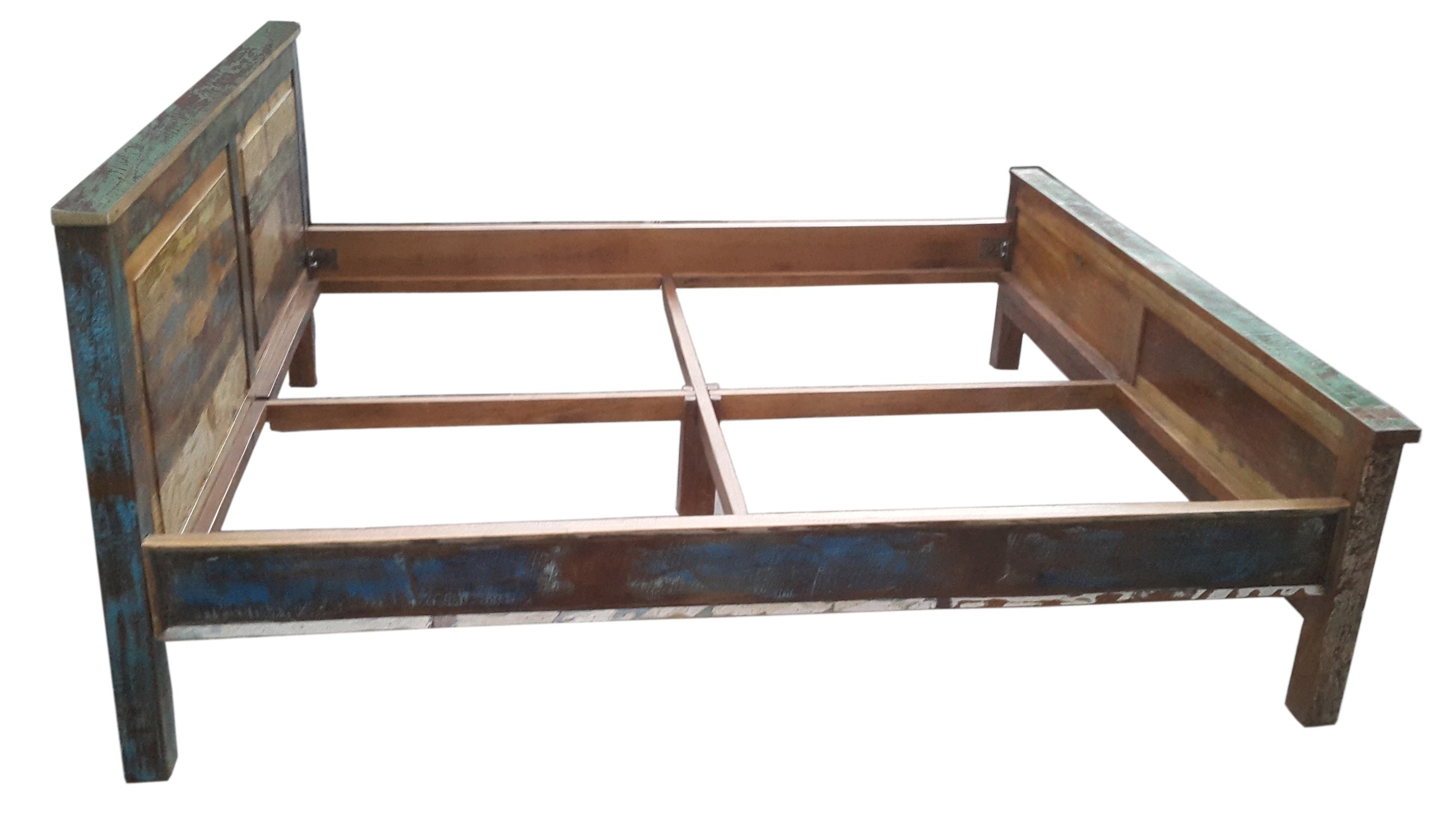 TPFLiving Bett Fairbanks Altholz mit starken Gebrauchsspuren, lackiert bunt TPFLiving Bett Fairbanks Altholz mit starken Gebrauchsspuren, lackiert bunt