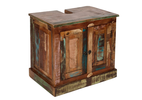 TPFLiving Badezimmer-Unterschrank Kenai Altholz mit starken Gebrauchsspuren, lackiert bunt TPFLiving Badezimmer-Unterschrank Kenai Altholz mit starken Gebrauchsspuren, lackiert bunt