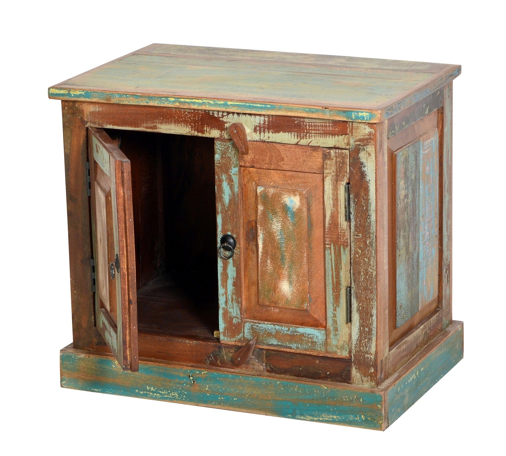 TPFLiving Badezimmer-Unterschrank Kenai Altholz mit starken Gebrauchsspuren, lackiert bunt TPFLiving Badezimmer-Unterschrank Kenai Altholz mit starken Gebrauchsspuren, lackiert bunt