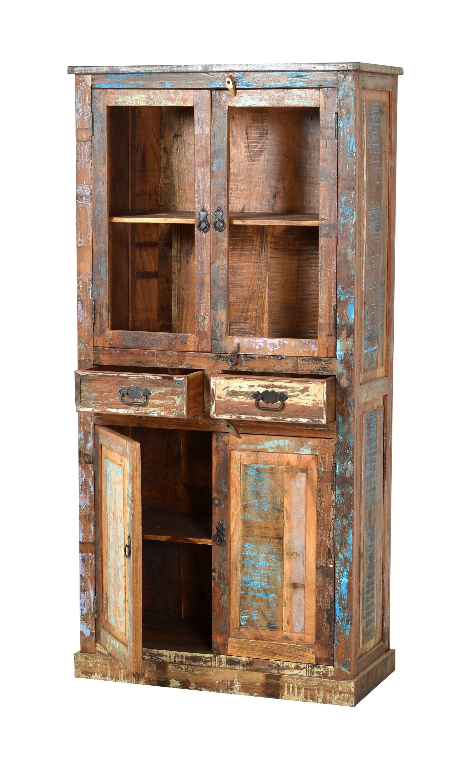 TPFLiving Vitrine Douglas Altholz mit starken Gebrauchsspuren, lackiert bunt TPFLiving Vitrine Douglas Altholz mit starken Gebrauchsspuren, lackiert bunt
