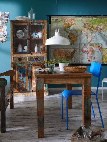 TPFLiving Vitrine Douglas Altholz mit starken Gebrauchsspuren, lackiert bunt TPFLiving Vitrine Douglas Altholz mit starken Gebrauchsspuren, lackiert bunt