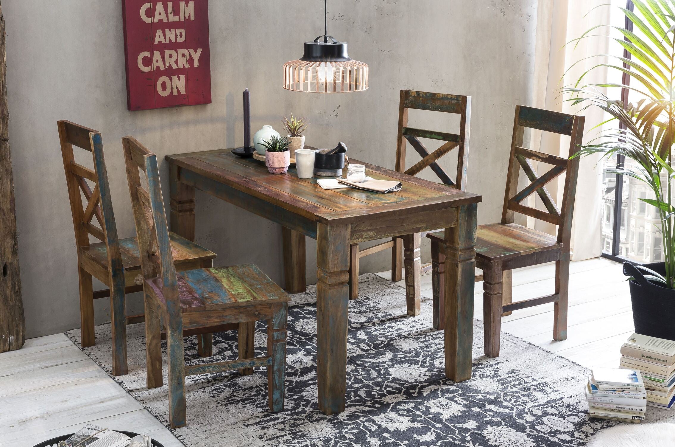 TPFLiving Tisch 140x70 cm Valdez Altholz mit starken Gebrauchsspuren, lackiert bunt TPFLiving Tisch 140x70 cm Valdez Altholz mit starken Gebrauchsspuren, lackiert bunt