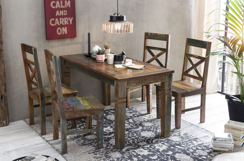 TPFLiving Tisch 140x70 cm Valdez Altholz mit starken Gebrauchsspuren, lackiert bunt TPFLiving Tisch 140x70 cm Valdez Altholz mit starken Gebrauchsspuren, lackiert bunt