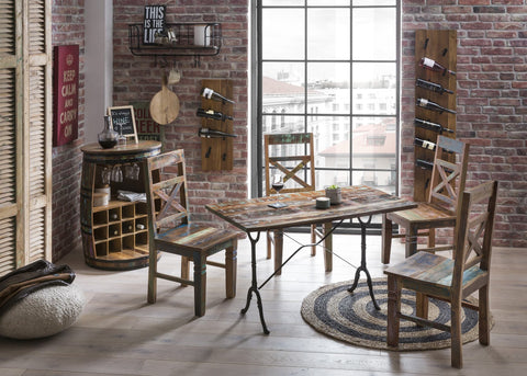 TPFLiving Tisch 120x65 cm Platte Altholz, Gestell Gusseisen Platte bunt lackiert, Gestell schwarz TPFLiving Tisch 120x65 cm Platte Altholz, Gestell Gusseisen Platte bunt lackiert, Gestell schwarz