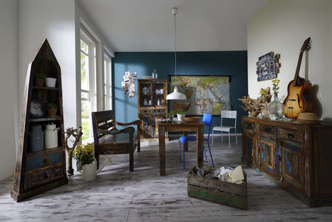 TPFLiving Vitrine Douglas Altholz mit starken Gebrauchsspuren, lackiert bunt TPFLiving Vitrine Douglas Altholz mit starken Gebrauchsspuren, lackiert bunt