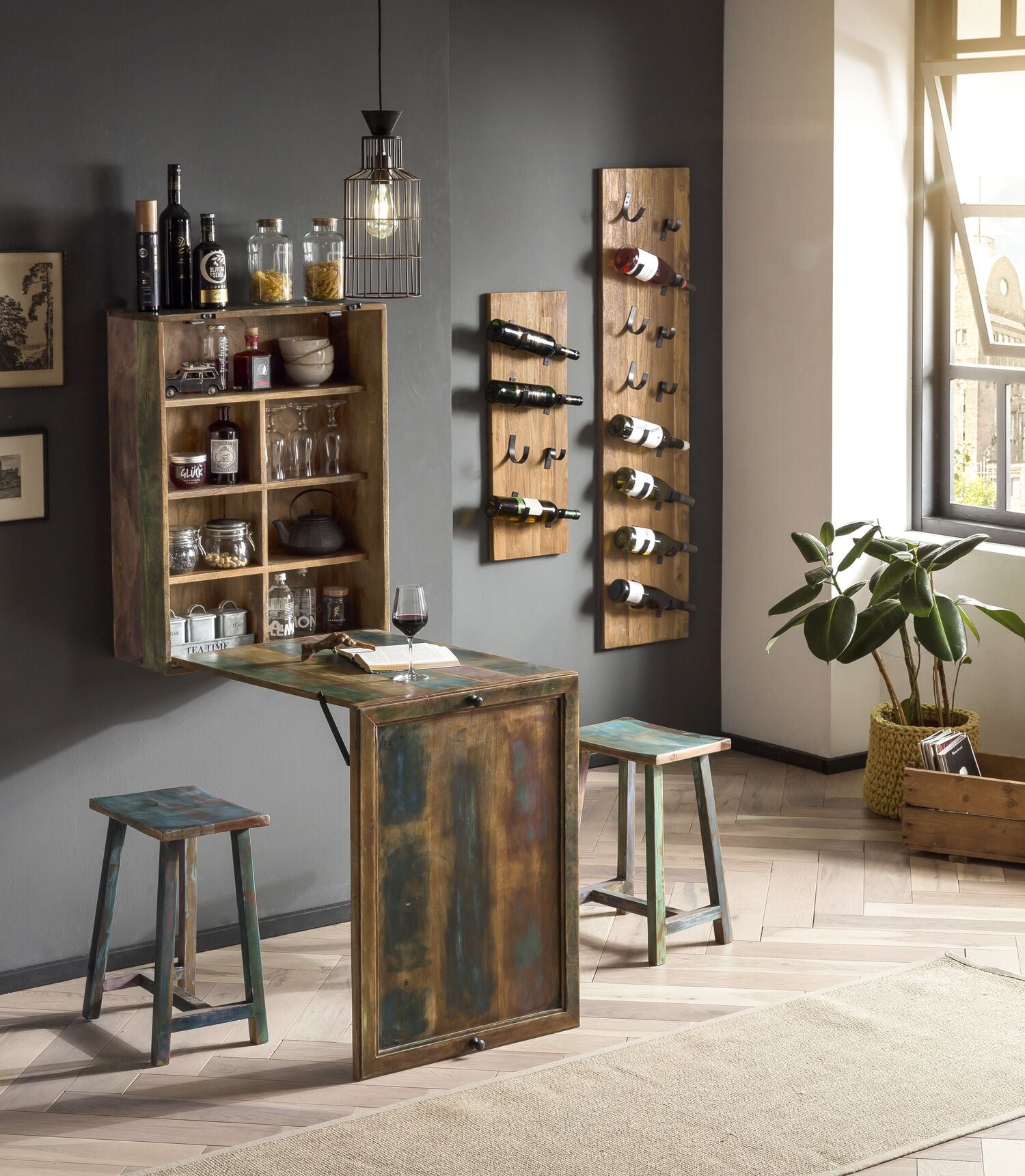 TPFLiving Cordowa Klapptisch mit 2 Hockern Altholz mit starken Gebrauchsspuren, lackiert bunt TPFLiving Cordowa Klapptisch mit 2 Hockern Altholz mit starken Gebrauchsspuren, lackiert bunt