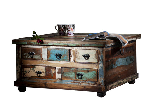 TPFLiving Couchtischtruhe Salcha Altholz mit starken Gebrauchsspuren, lackiert bunt TPFLiving Couchtischtruhe Salcha Altholz mit starken Gebrauchsspuren, lackiert bunt