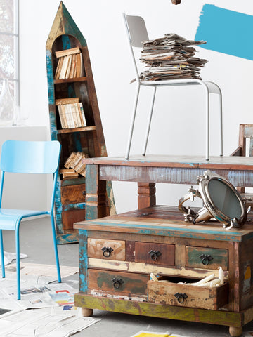 TPFLiving Tisch 140x70 cm Valdez Altholz mit starken Gebrauchsspuren, lackiert bunt TPFLiving Tisch 140x70 cm Valdez Altholz mit starken Gebrauchsspuren, lackiert bunt