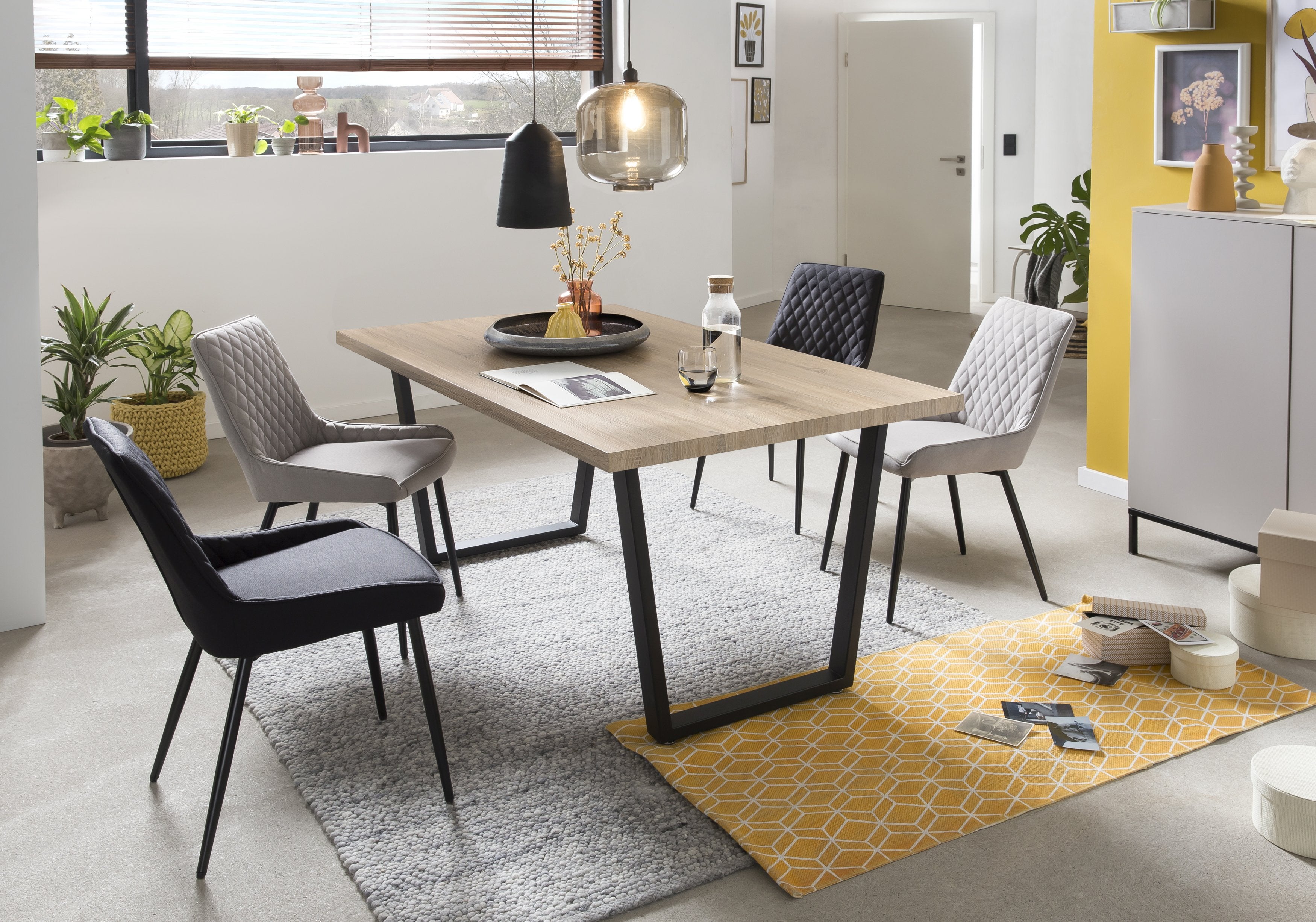 TPFLiving 2er Set Esszimmerstuhl Oliver Stoff mit Diamantsteppung TPFLiving 2er Set Esszimmerstuhl Oliver Stoff mit Diamantsteppung