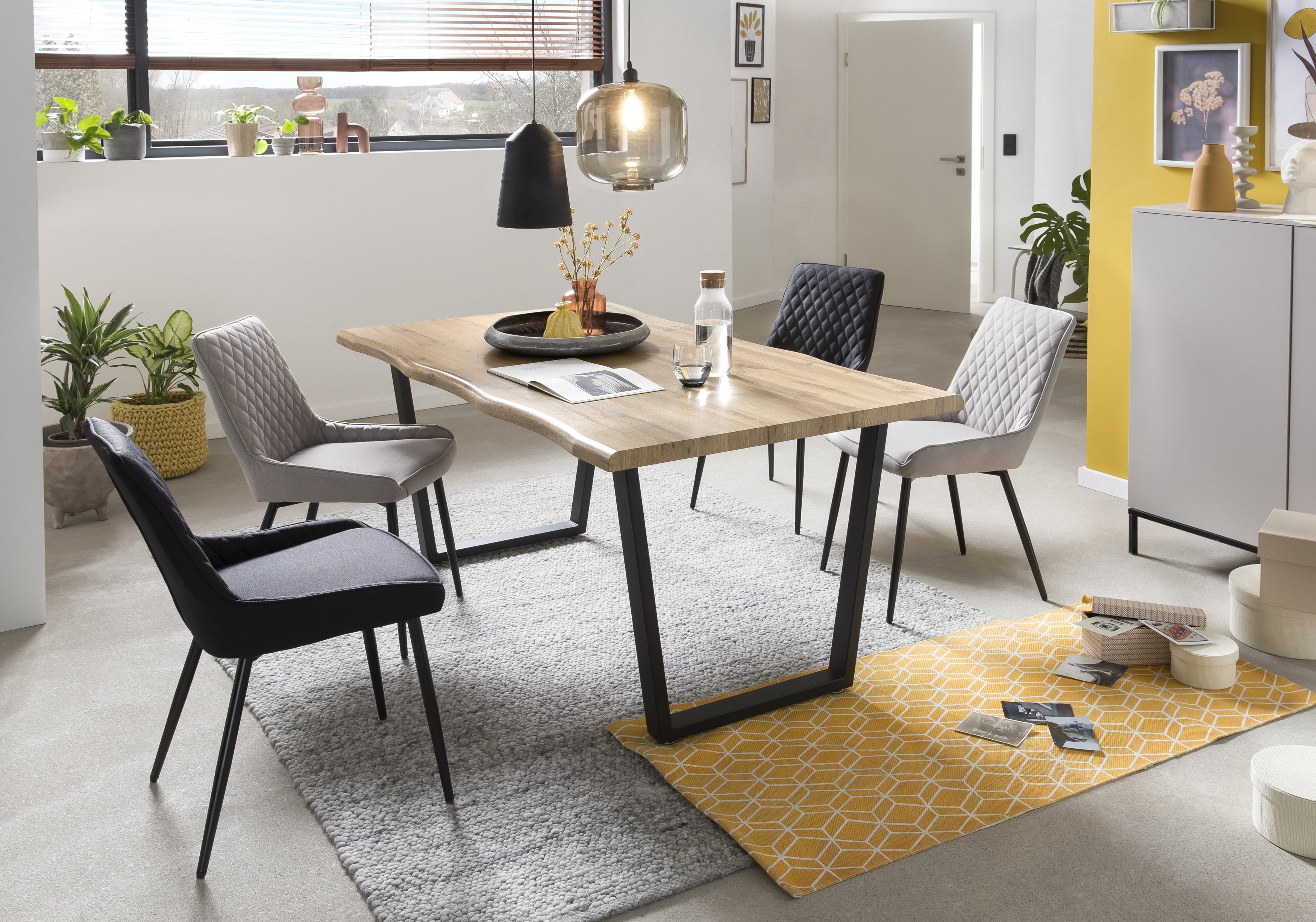 TPFLiving 2er Set Esszimmerstuhl Oliver Stoff mit Diamantsteppung TPFLiving 2er Set Esszimmerstuhl Oliver Stoff mit Diamantsteppung