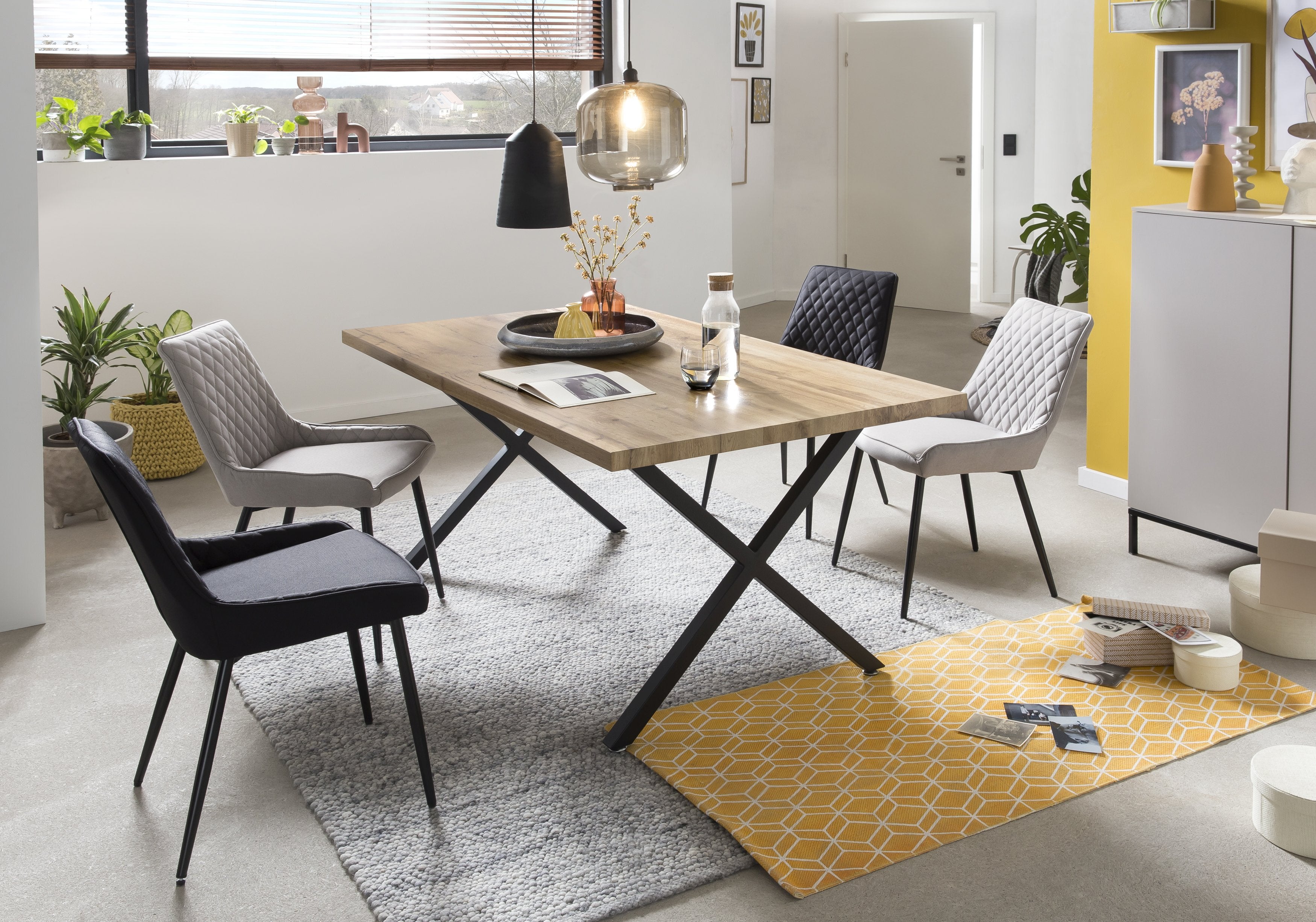 TPFLiving 2er Set Esszimmerstuhl Oliver Stoff mit Diamantsteppung TPFLiving 2er Set Esszimmerstuhl Oliver Stoff mit Diamantsteppung