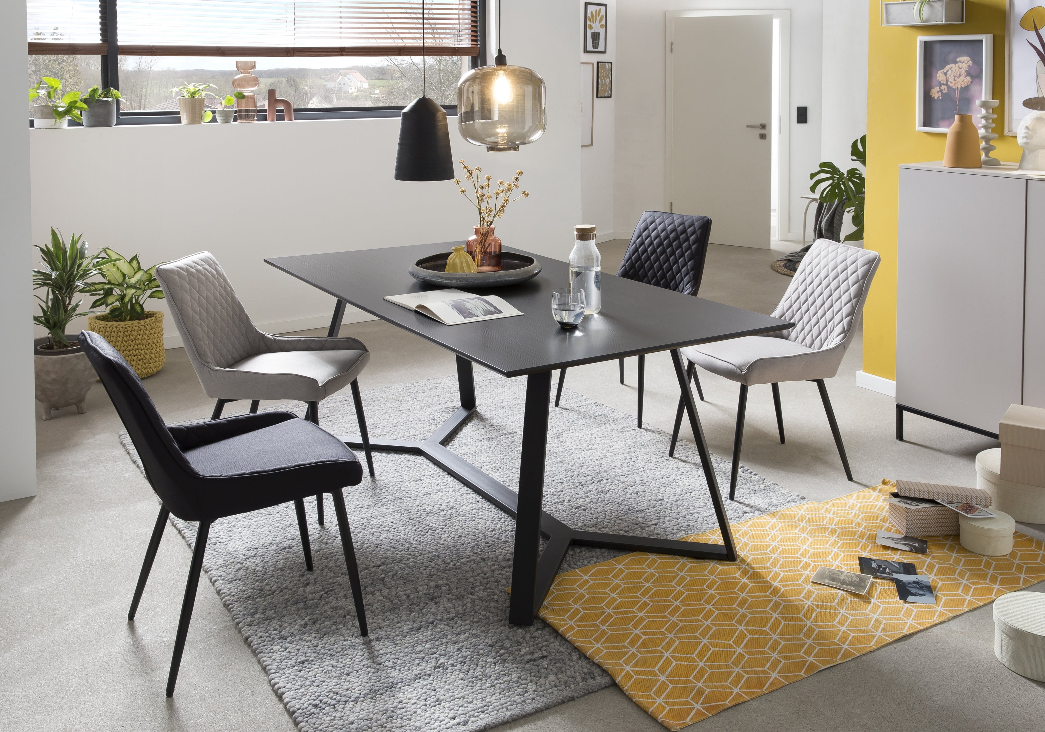 TPFLiving 2er Set Esszimmerstuhl Oliver Stoff mit Diamantsteppung TPFLiving 2er Set Esszimmerstuhl Oliver Stoff mit Diamantsteppung