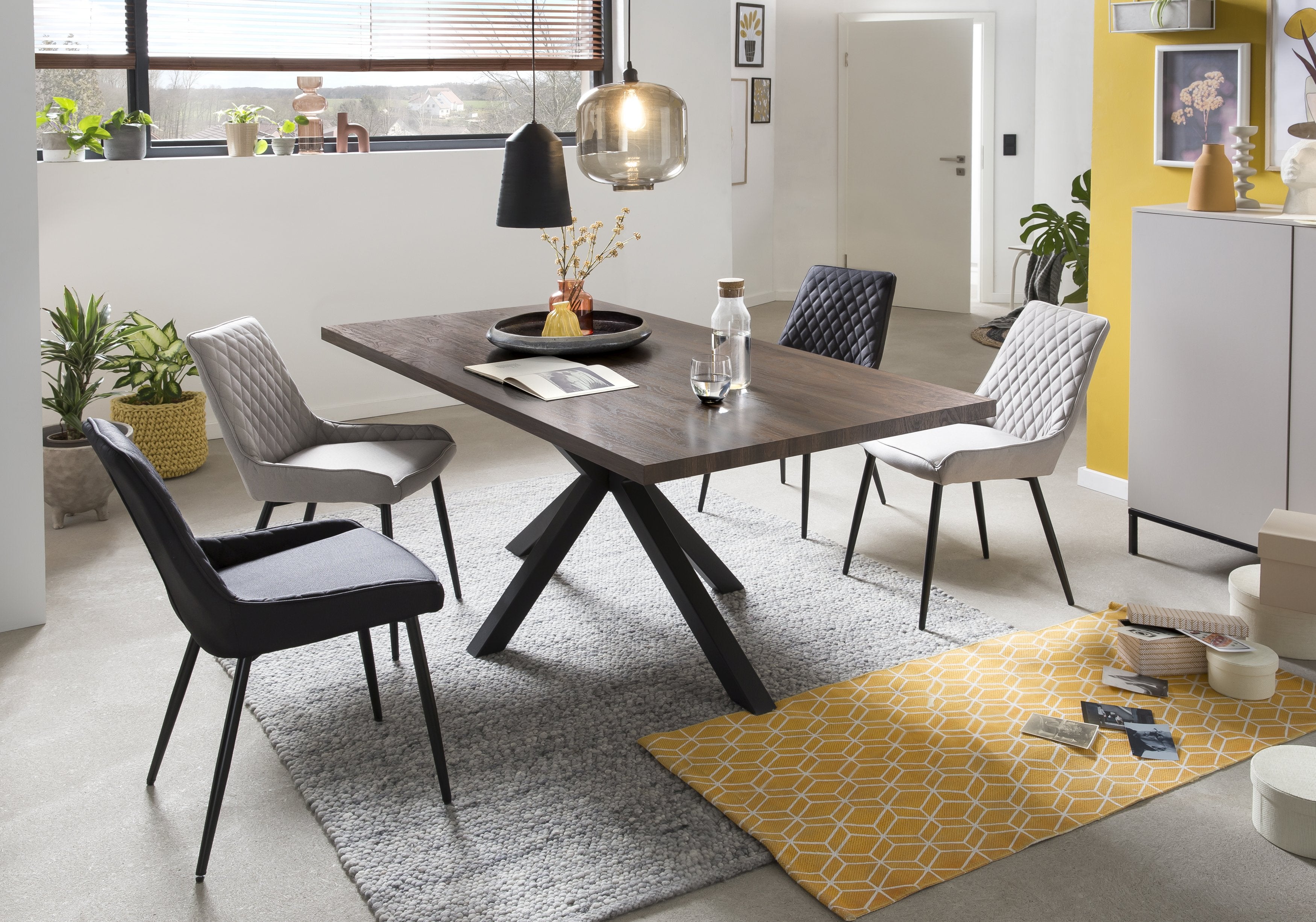 TPFLiving 2er Set Esszimmerstuhl Oliver Stoff mit Diamantsteppung TPFLiving 2er Set Esszimmerstuhl Oliver Stoff mit Diamantsteppung