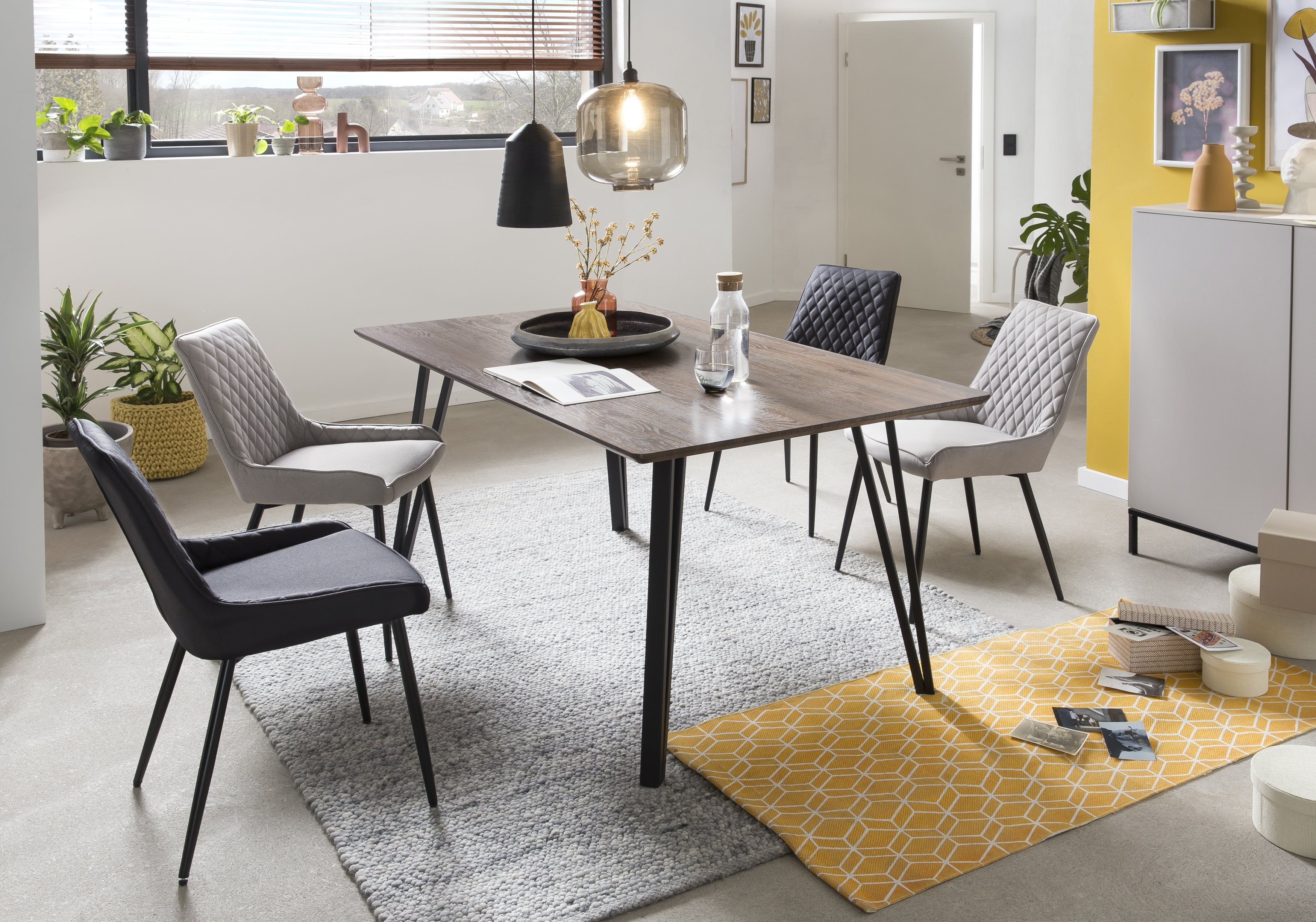 TPFLiving 2er Set Esszimmerstuhl Oliver Stoff mit Diamantsteppung TPFLiving 2er Set Esszimmerstuhl Oliver Stoff mit Diamantsteppung