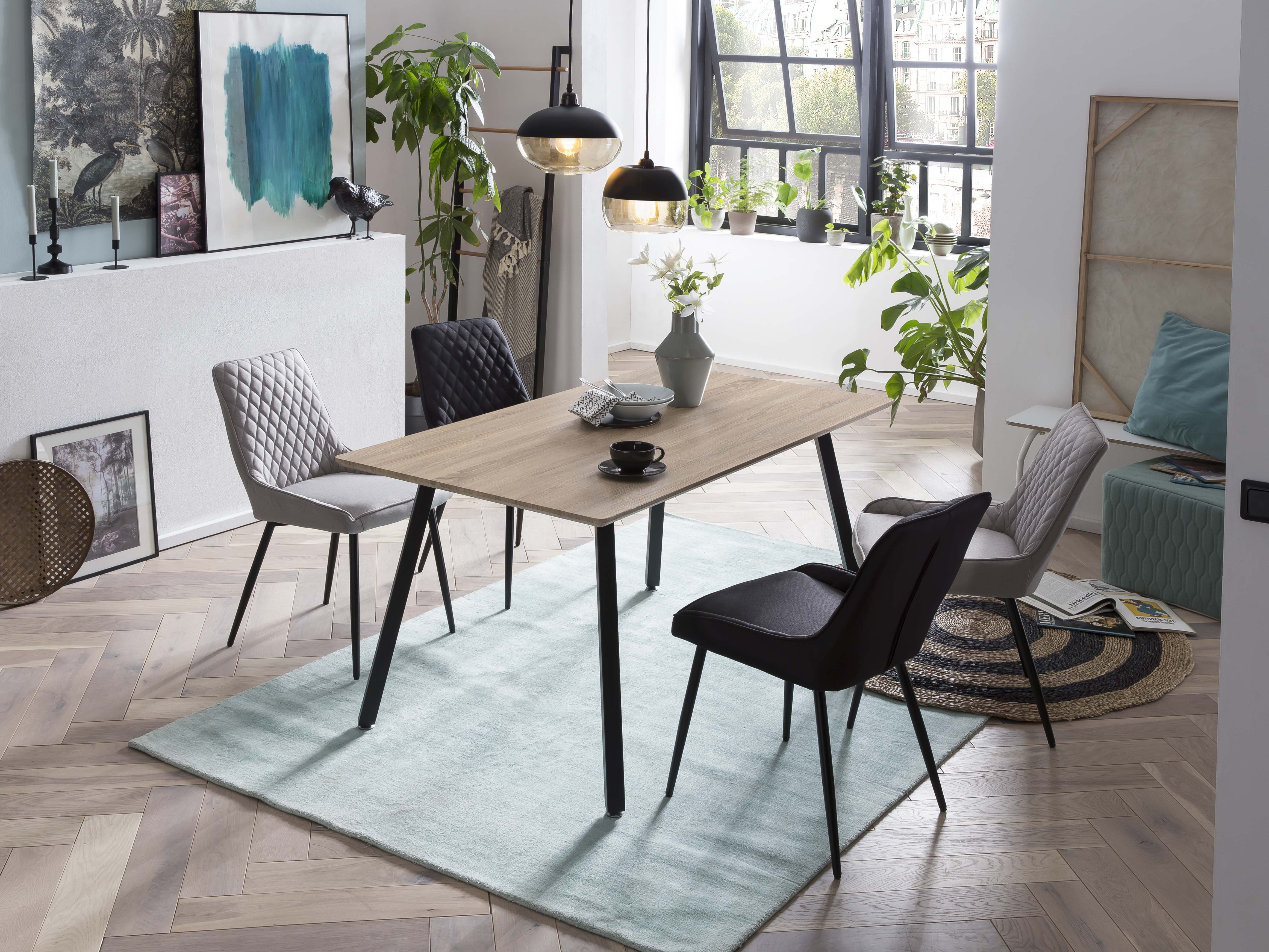 TPFLiving 2er Set Esszimmerstuhl Oliver Stoff mit Diamantsteppung TPFLiving 2er Set Esszimmerstuhl Oliver Stoff mit Diamantsteppung