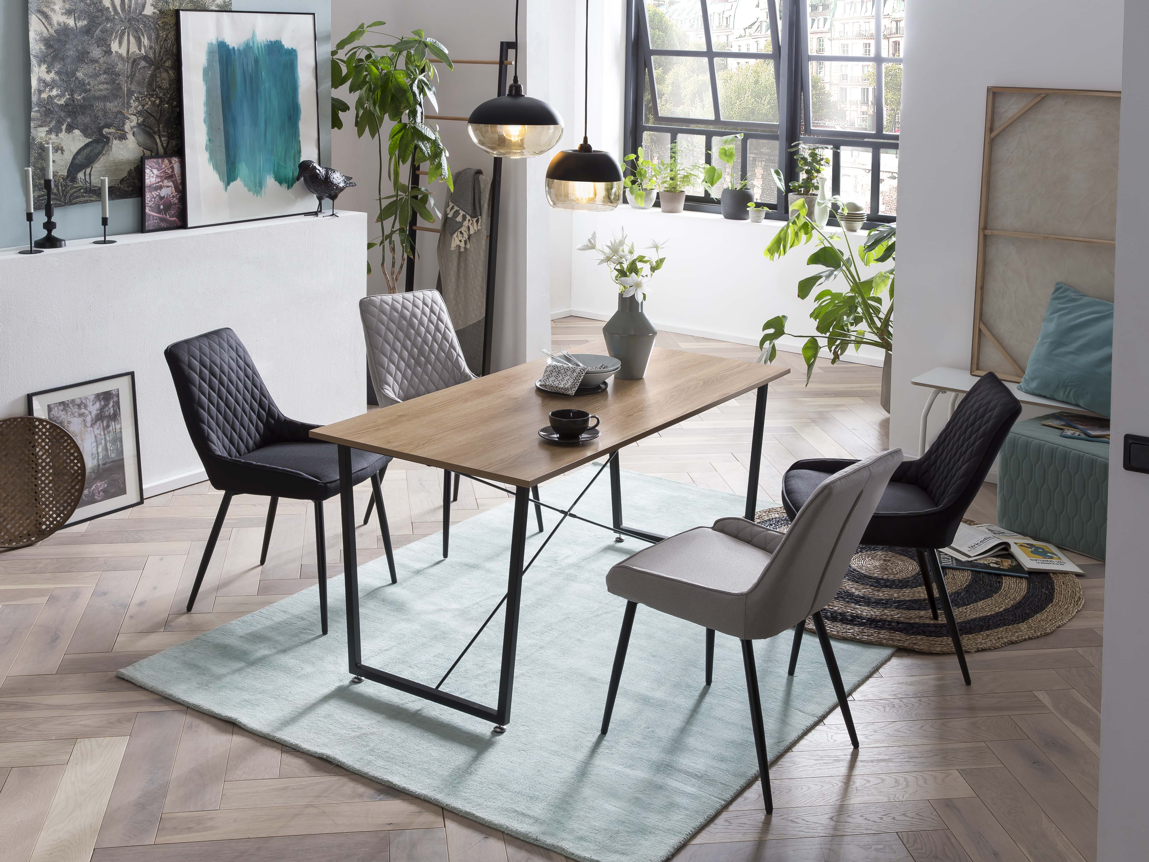 TPFLiving 2er Set Esszimmerstuhl Oliver Stoff mit Diamantsteppung TPFLiving 2er Set Esszimmerstuhl Oliver Stoff mit Diamantsteppung