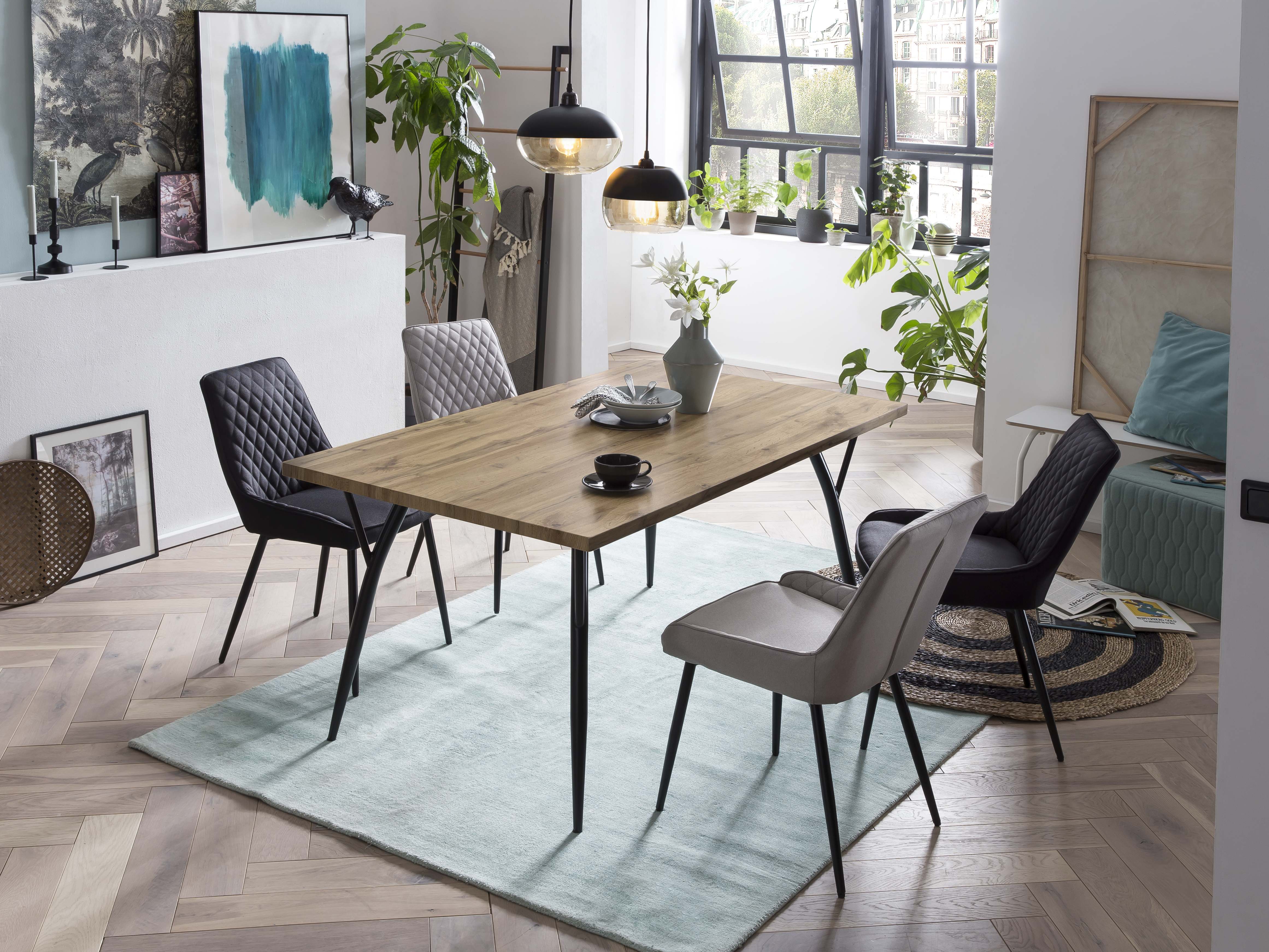 TPFLiving 2er Set Esszimmerstuhl Oliver Stoff mit Diamantsteppung TPFLiving 2er Set Esszimmerstuhl Oliver Stoff mit Diamantsteppung