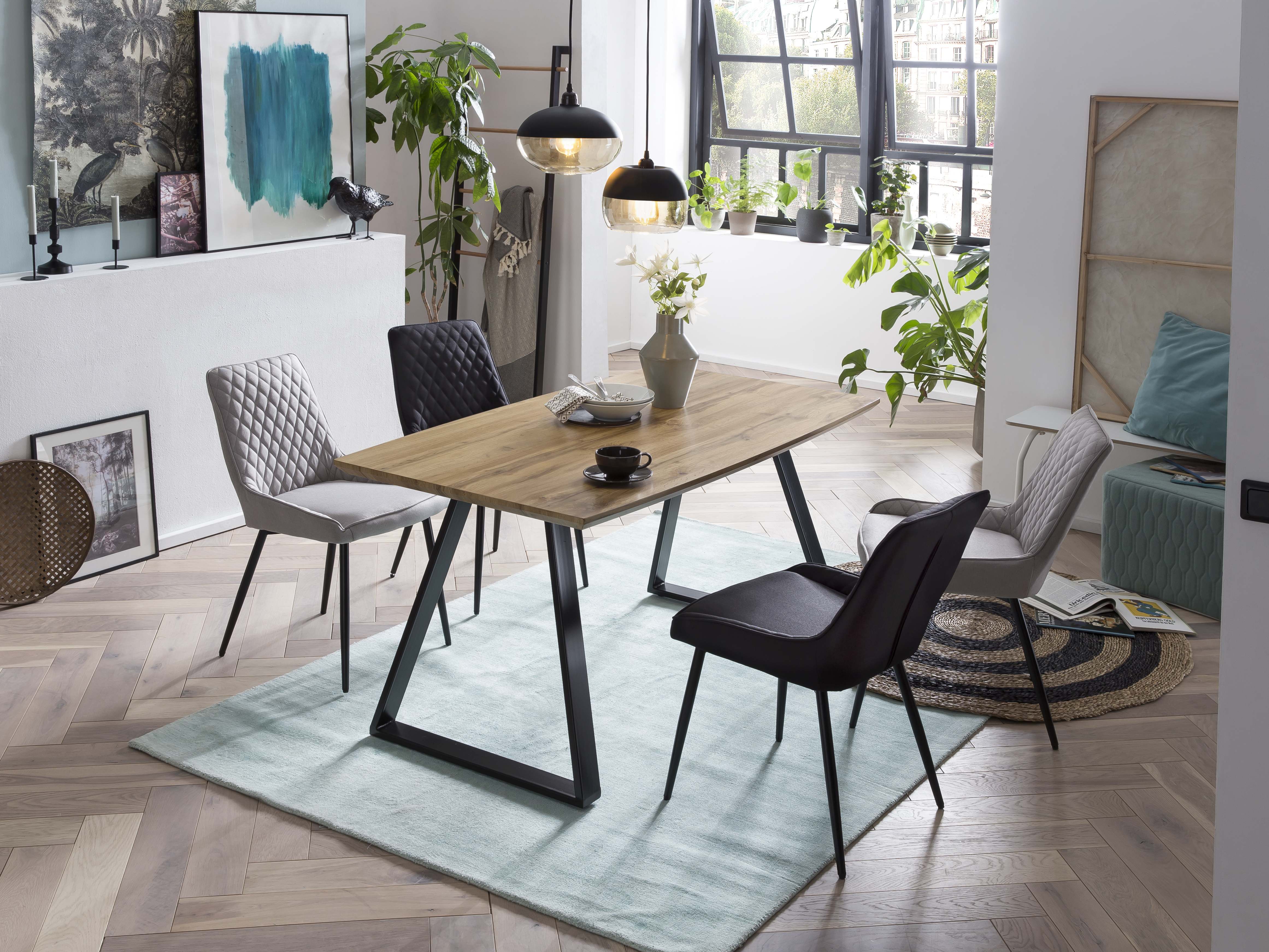 TPFLiving 2er Set Esszimmerstuhl Oliver Stoff mit Diamantsteppung TPFLiving 2er Set Esszimmerstuhl Oliver Stoff mit Diamantsteppung