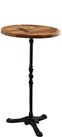 TPFLiving Stehtisch 60x60 cm Platte Mangoholz mit Gebrauchsspuren, Gestell Gusseisen Platte natur, Gestell schwarz