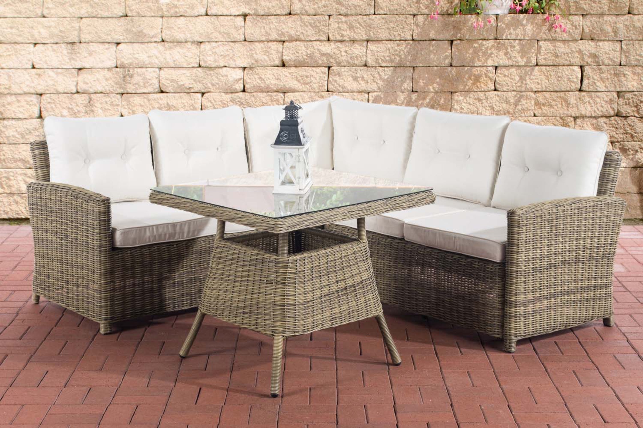 TPFGarden Eckgarnitur Siesta Rundrattan cremeweiß TPFGarden Eckgarnitur Siesta Rundrattan cremeweiß