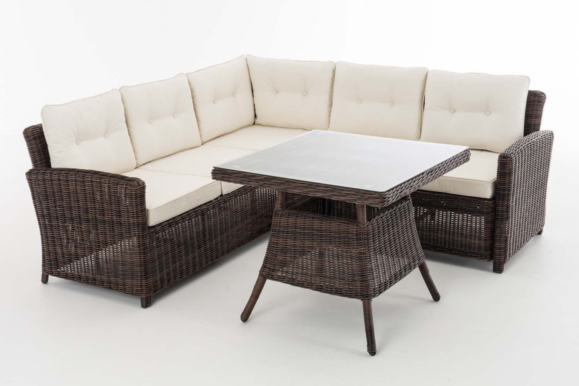 TPFGarden Eckgarnitur Siesta Rundrattan cremeweiß TPFGarden Eckgarnitur Siesta Rundrattan cremeweiß