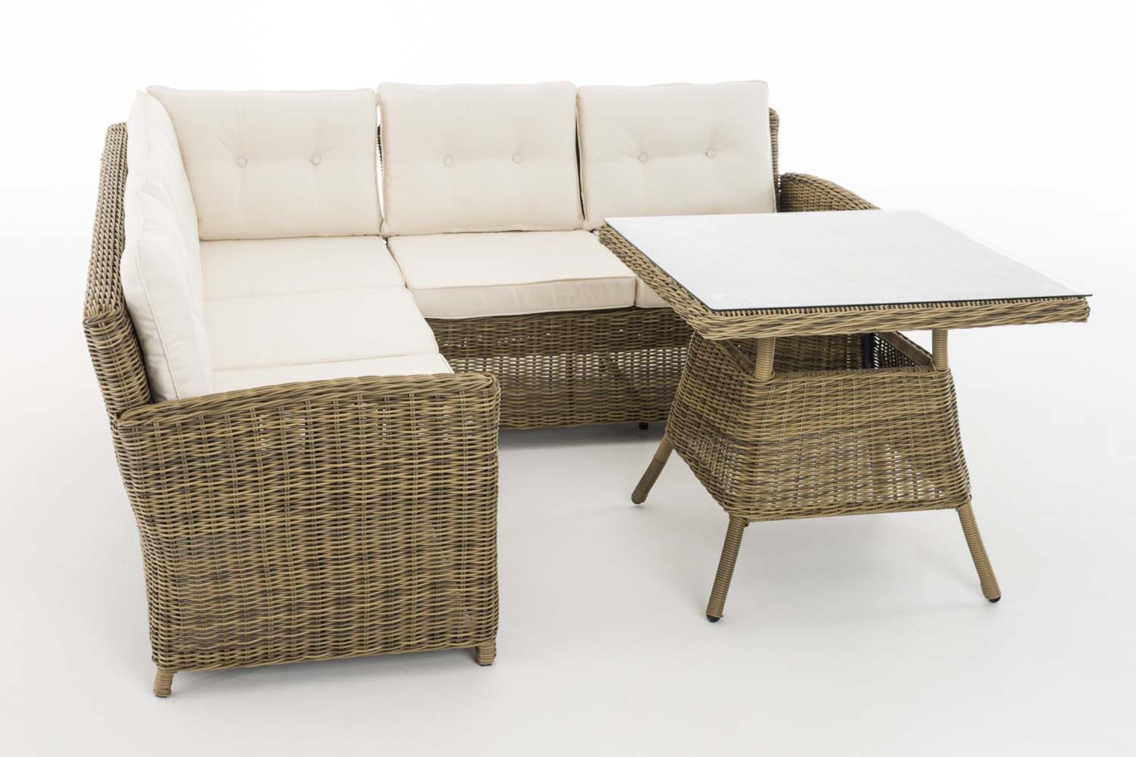 TPFGarden Eckgarnitur Siesta Rundrattan cremeweiß TPFGarden Eckgarnitur Siesta Rundrattan cremeweiß