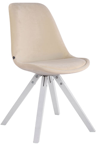 TPFLiving Besucherstuhl Toulon Samt Gestell Buchenholz Weiß Square TPFLiving Besucherstuhl Toulon Samt Gestell Buchenholz Weiß Square