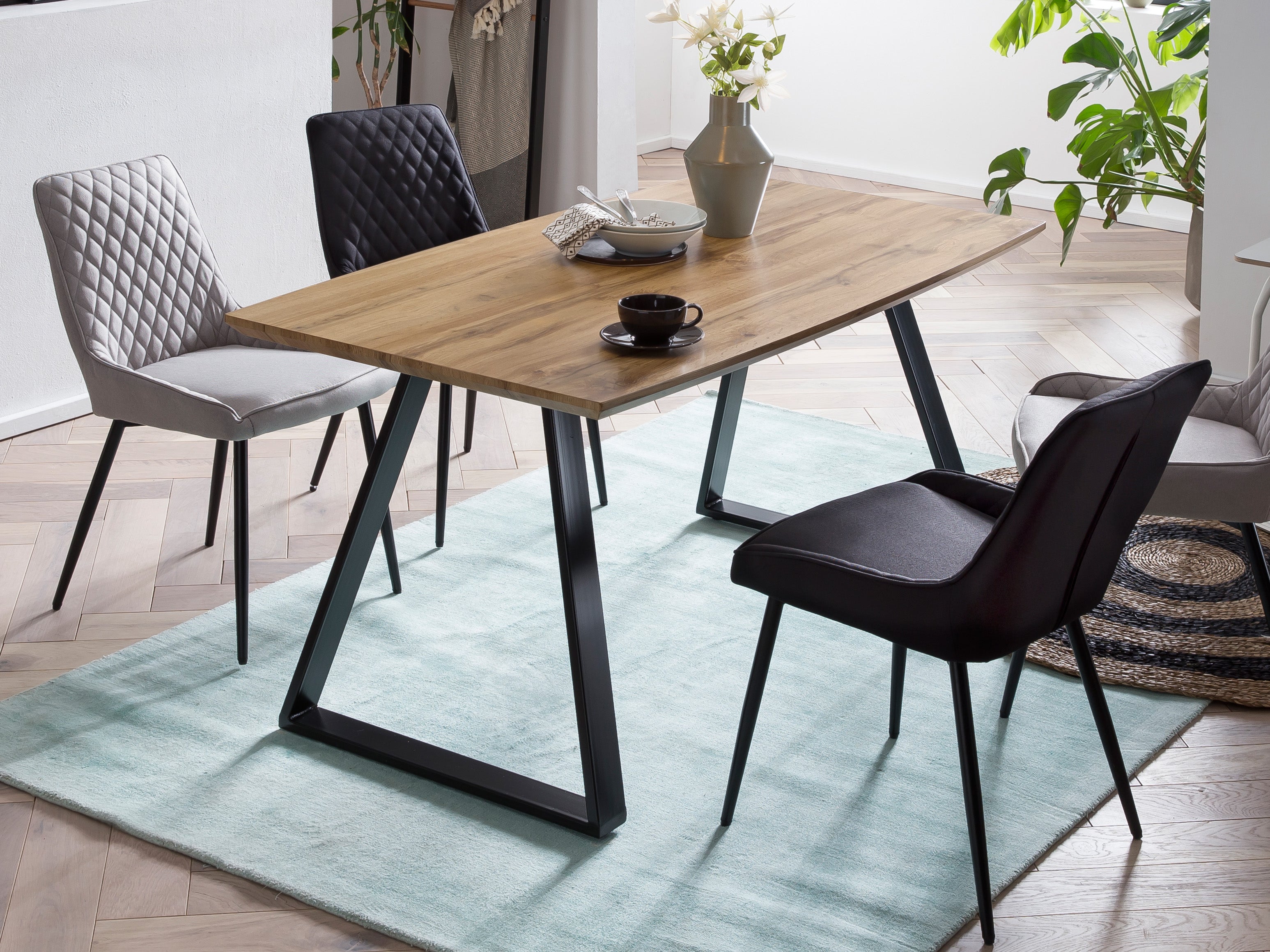 TPFLiving 2er Set Esszimmerstuhl Oliver Stoff mit Diamantsteppung TPFLiving 2er Set Esszimmerstuhl Oliver Stoff mit Diamantsteppung