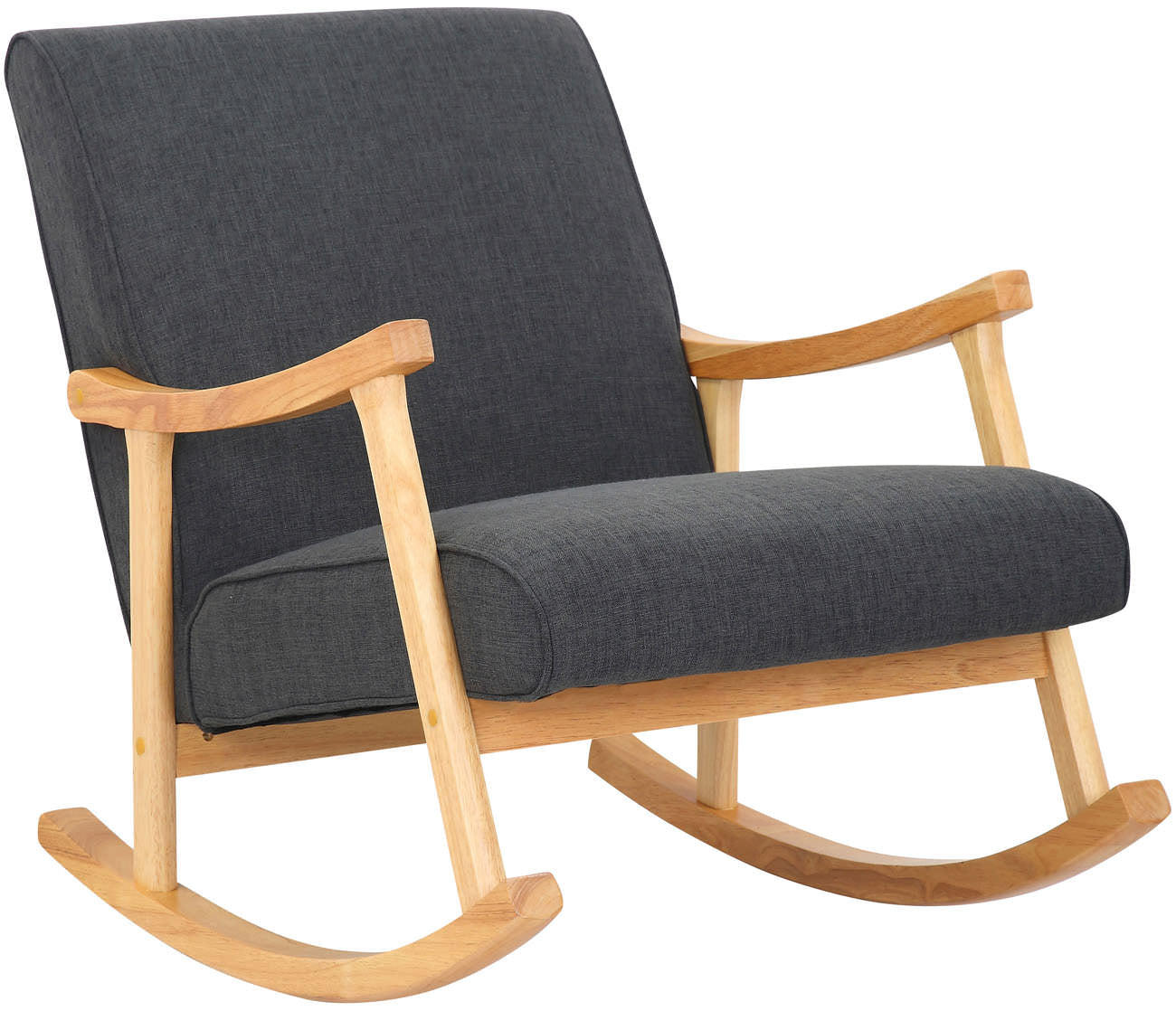 TPFLiving Schaukelstuhl Morello Stoff Gestell Kautschukhokz natur TPFLiving Schaukelstuhl Morello Stoff Gestell Kautschukhokz natur