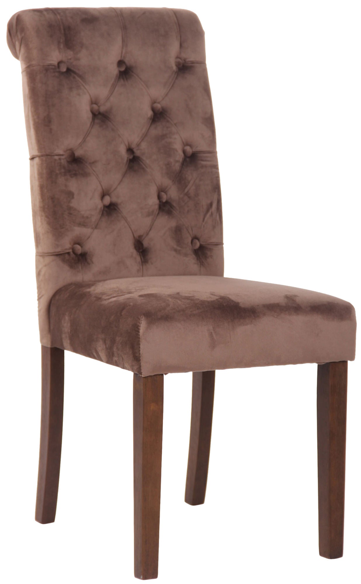 TPFLiving Esszimmerstuhl Lisbon Samt Gestell Kautschukholz Braun TPFLiving Esszimmerstuhl Lisbon Samt Gestell Kautschukholz Braun