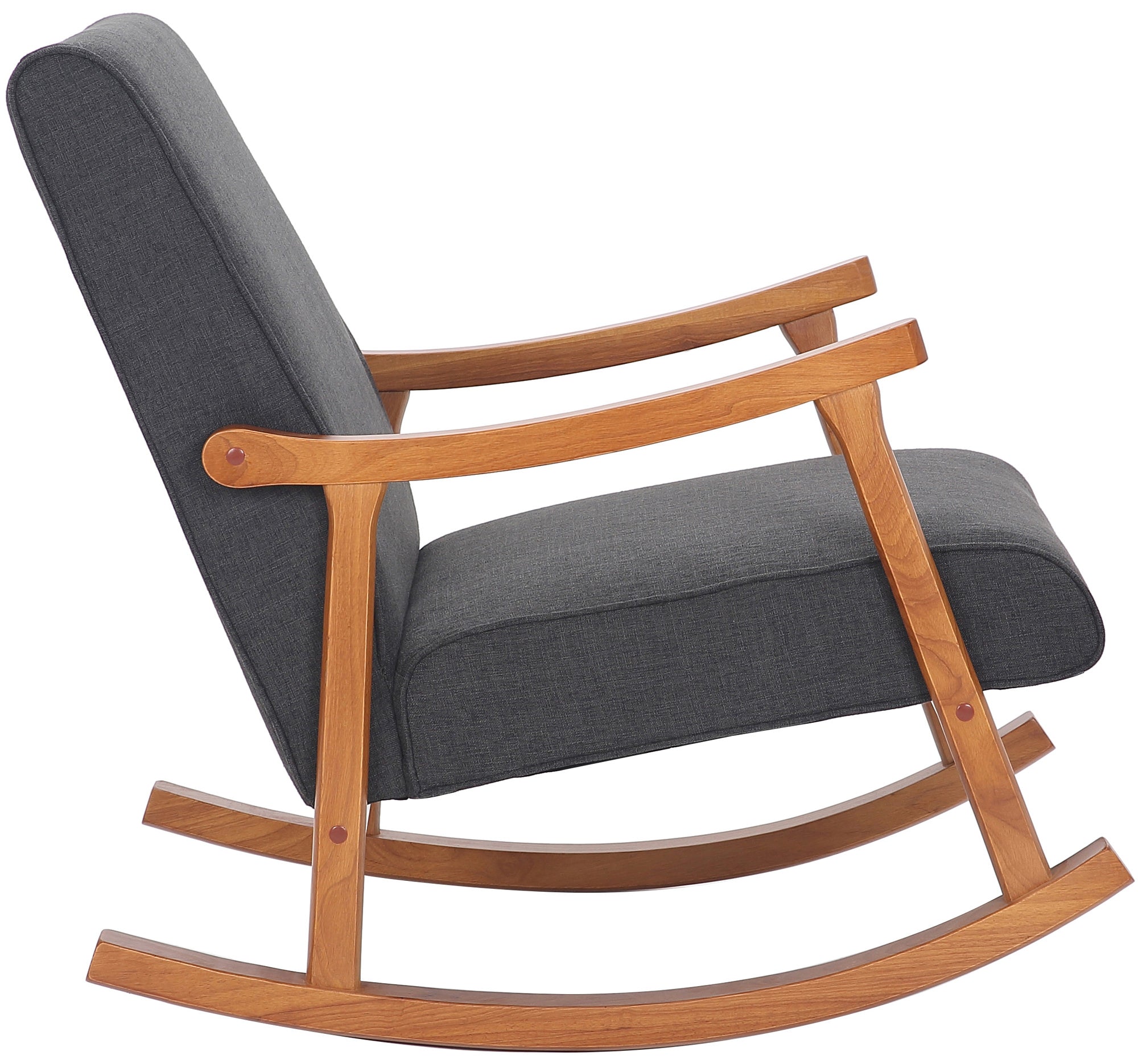 TPFLiving Schaukelstuhl Morello Stoff Gestell Kautschukhokz Walnuss TPFLiving Schaukelstuhl Morello Stoff Gestell Kautschukhokz Walnuss